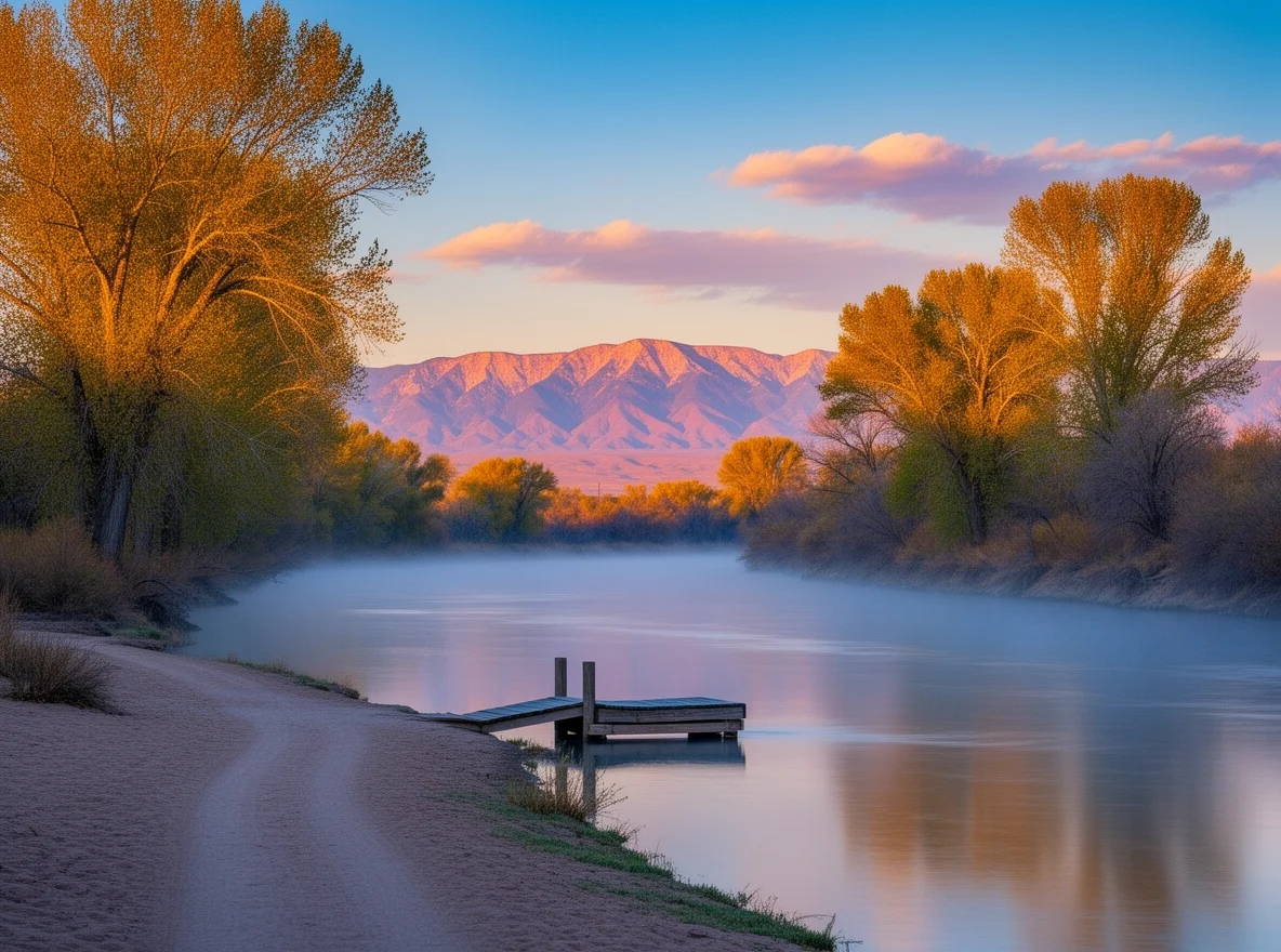Sunrise over the Rio Grande valley near Los Lunas