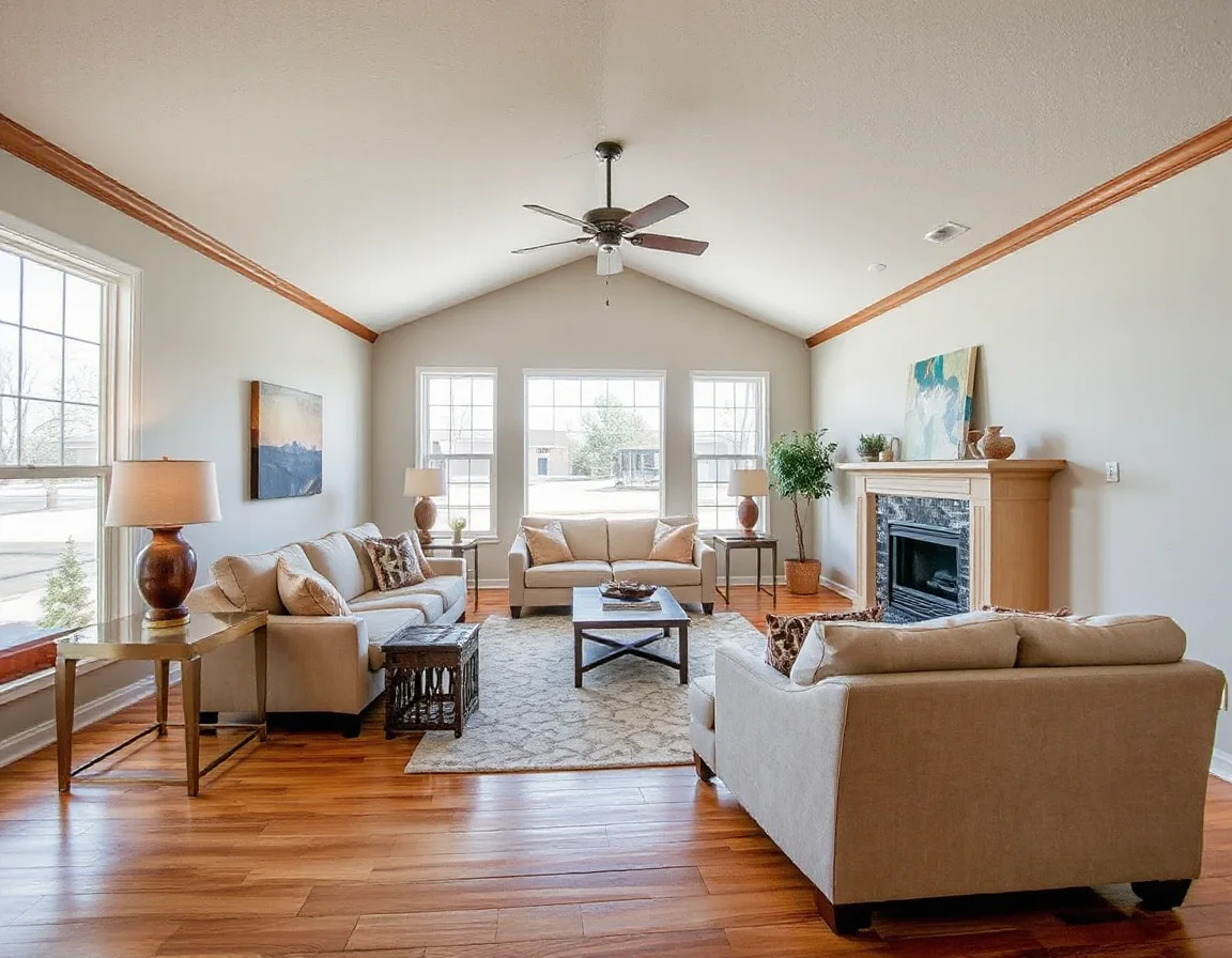 Comfortable light-filled living room in a Jenks home