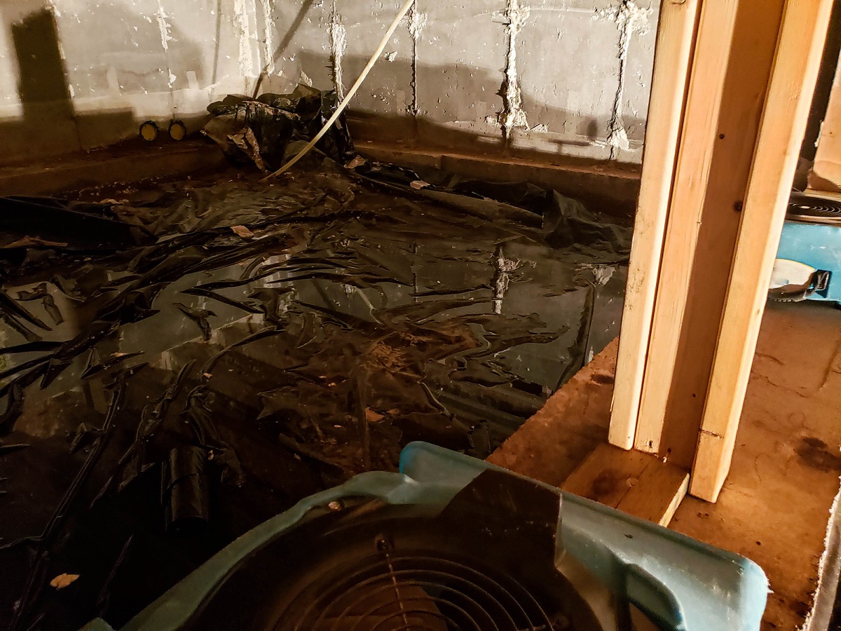standing water in crawlspace of home