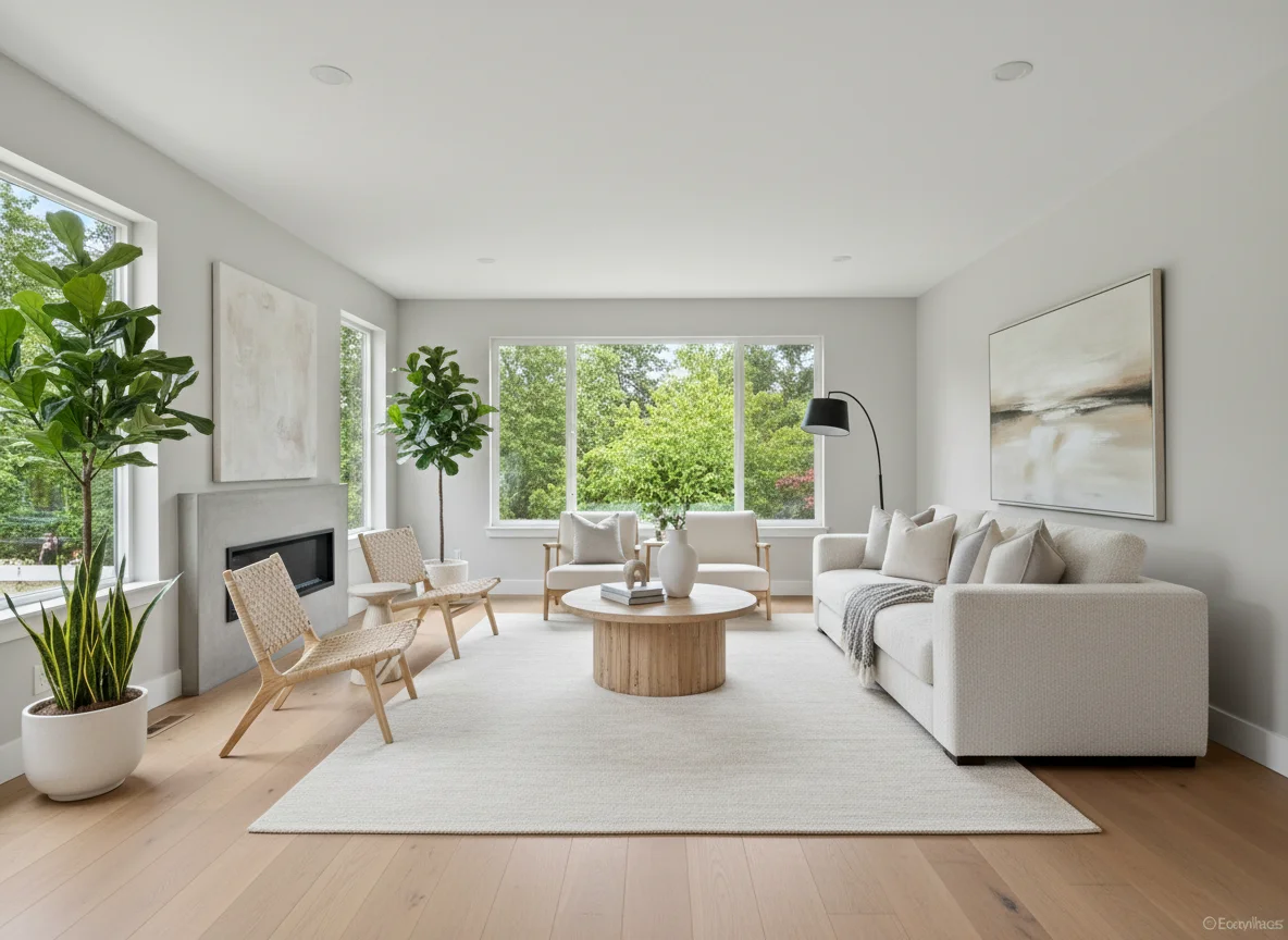 Bright open-concept living room in a Redmond home