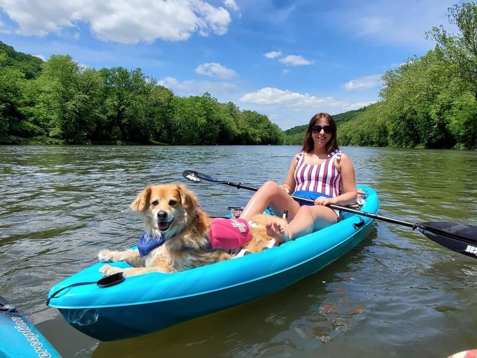 Winchester Realtor Faith Kuglar Kayaking with Her Dog Buttons