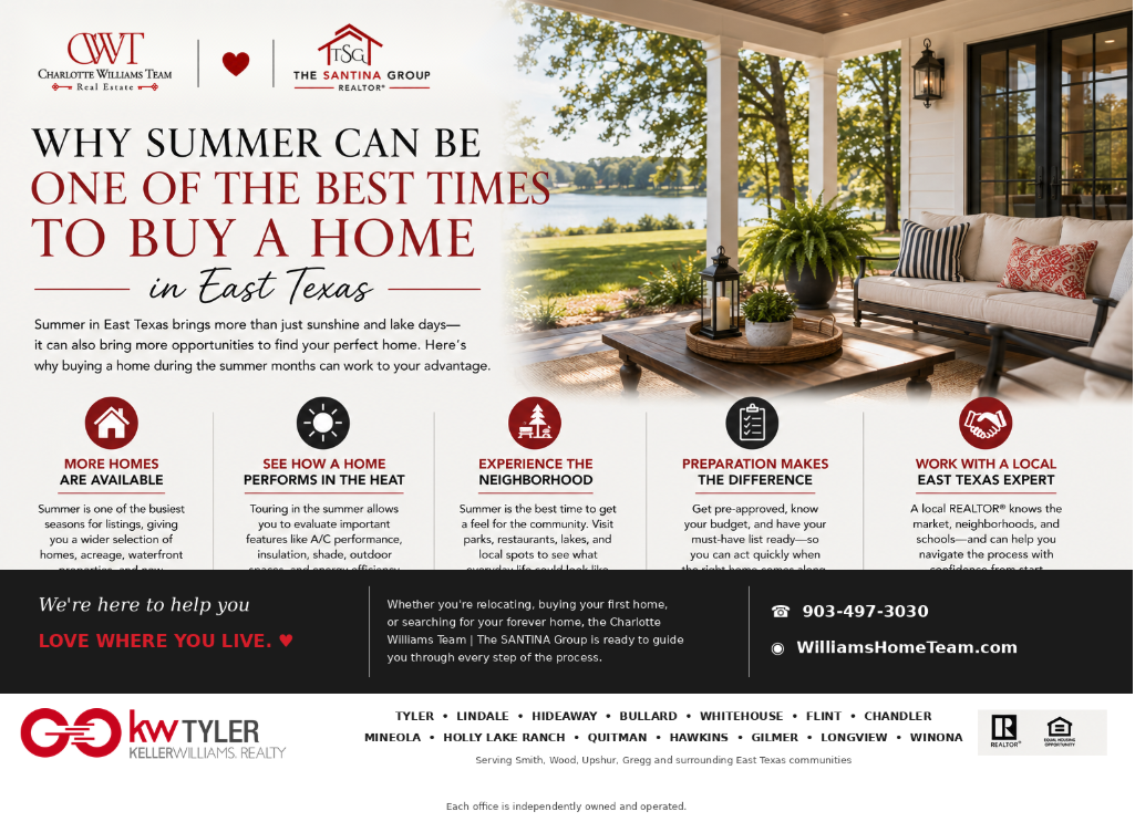 Why Summer Is a Great Time to Buy a Home in East Texas