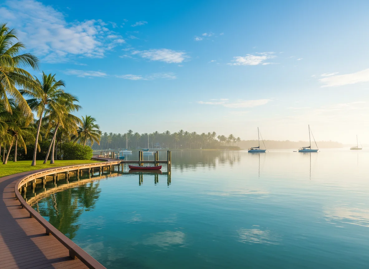 Intracoastal waterway and palms in Fort Lauderdale