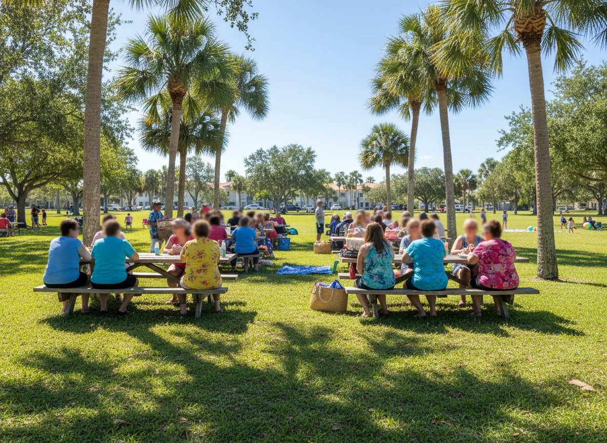 Community gathering in a sunny Davie park