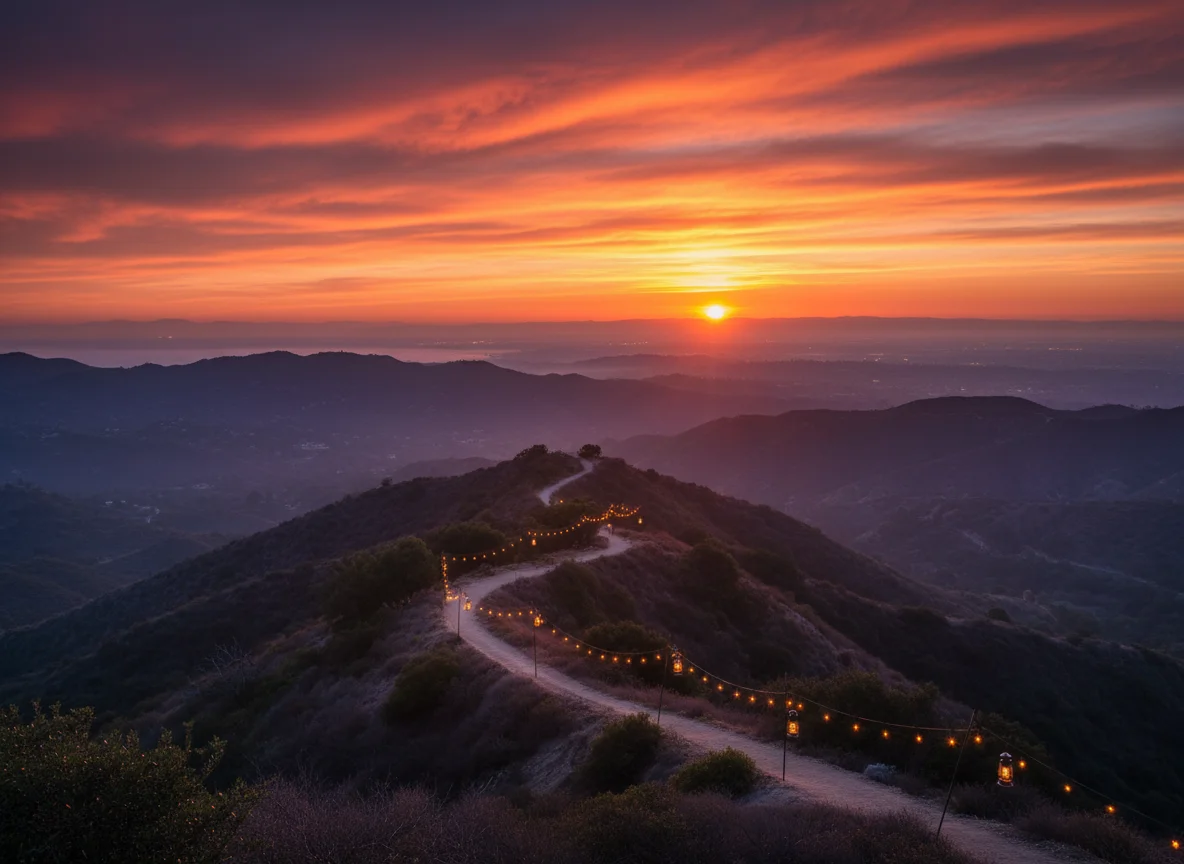 Sunset view near Griffith Park above Hollywood