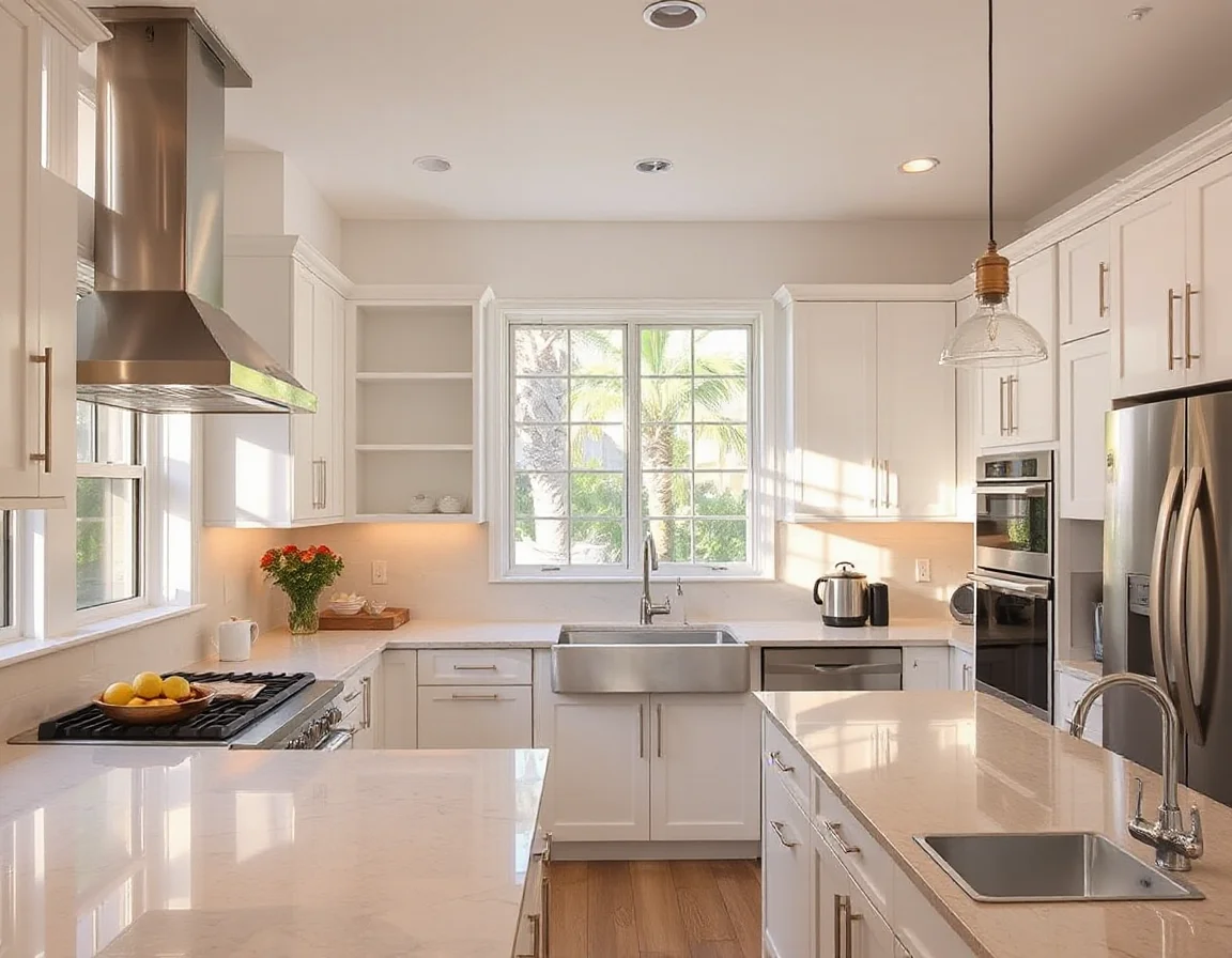 Bright updated kitchen staged for a Plantation home listing