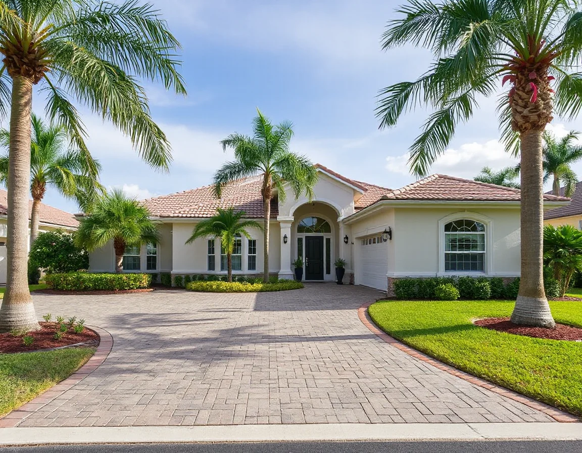 Contemporary home exterior with tropical landscaping in Davie