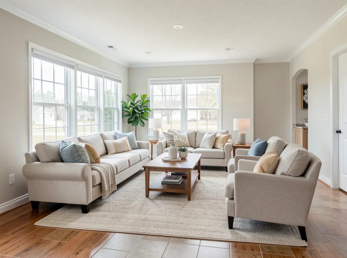 Updated living room in a Spencer home