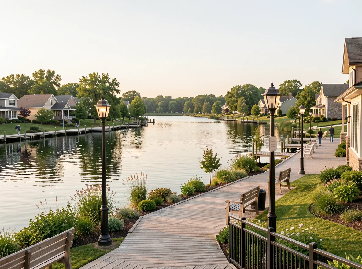 Lakeside setting near Milford, Iowa during the selling season