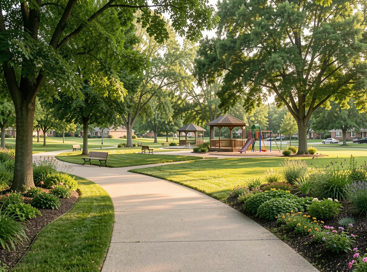 Neighborhood park scene in Emmetsburg, Iowa