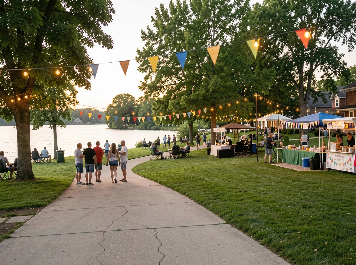 Community atmosphere near the lake in Arnolds Park