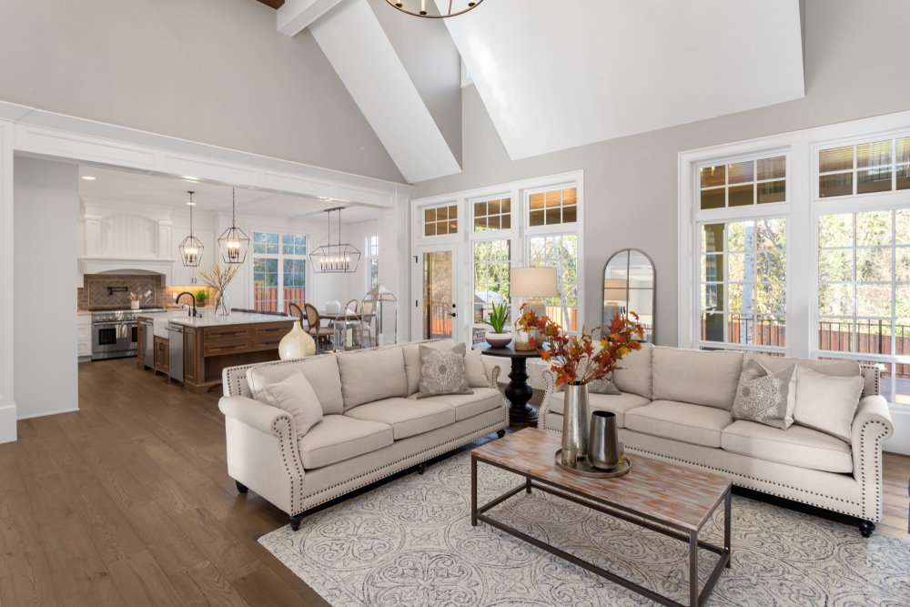 open floor living room with wooden floors 