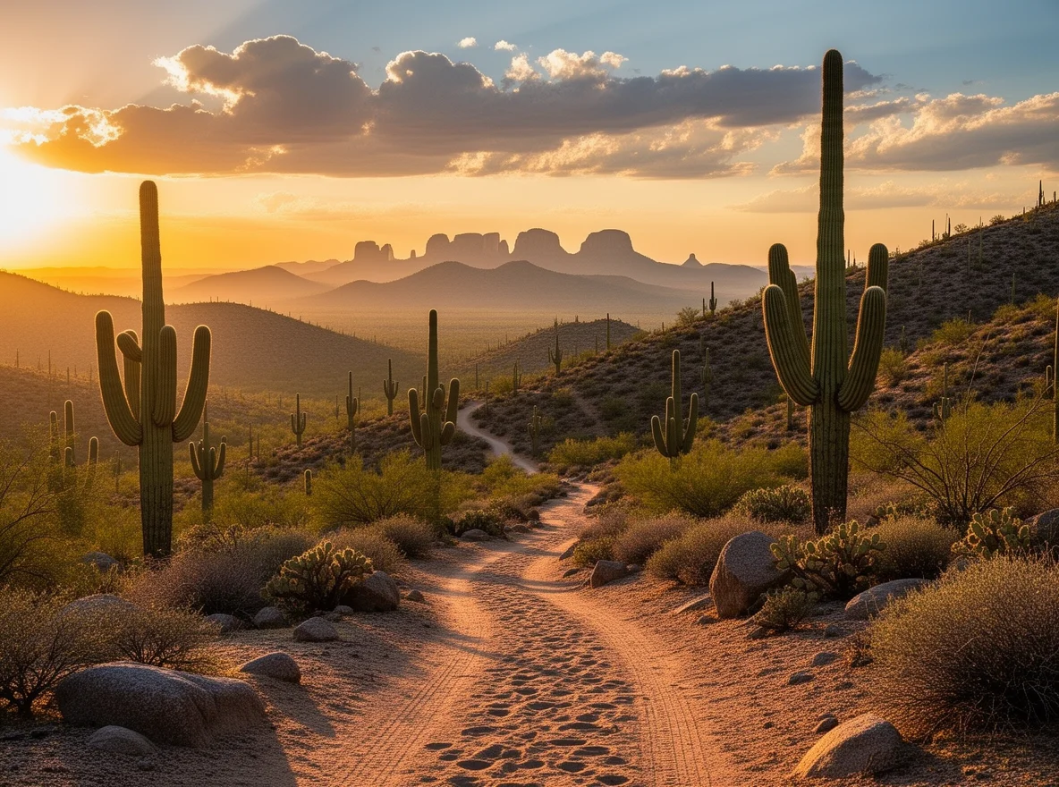 Sonoran Desert landscape near Phoenix at sunset