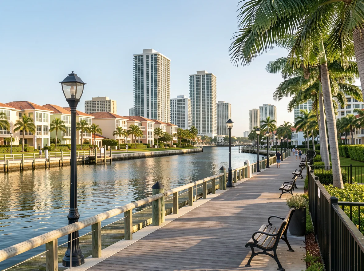 South Florida waterfront neighborhood view