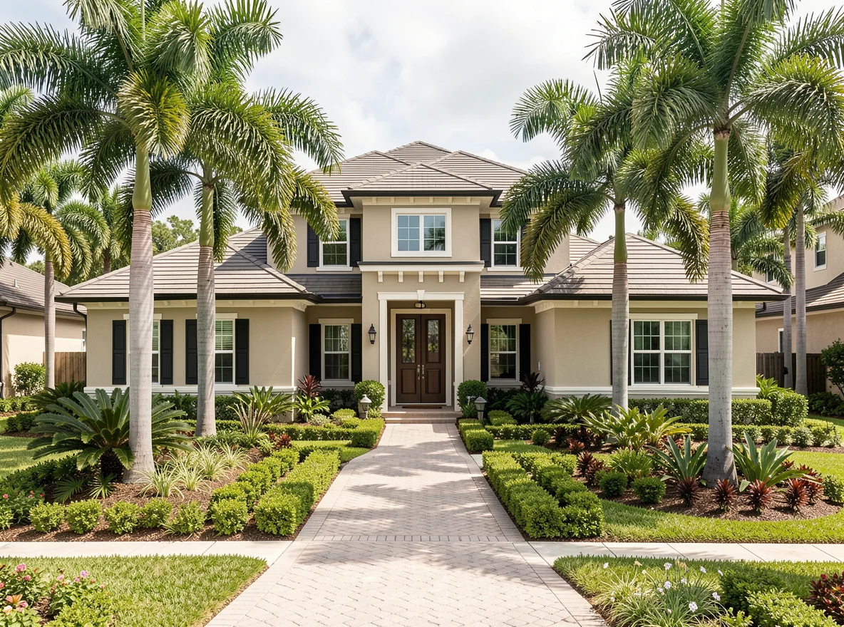 Tropical home exterior in Pembroke Pines
