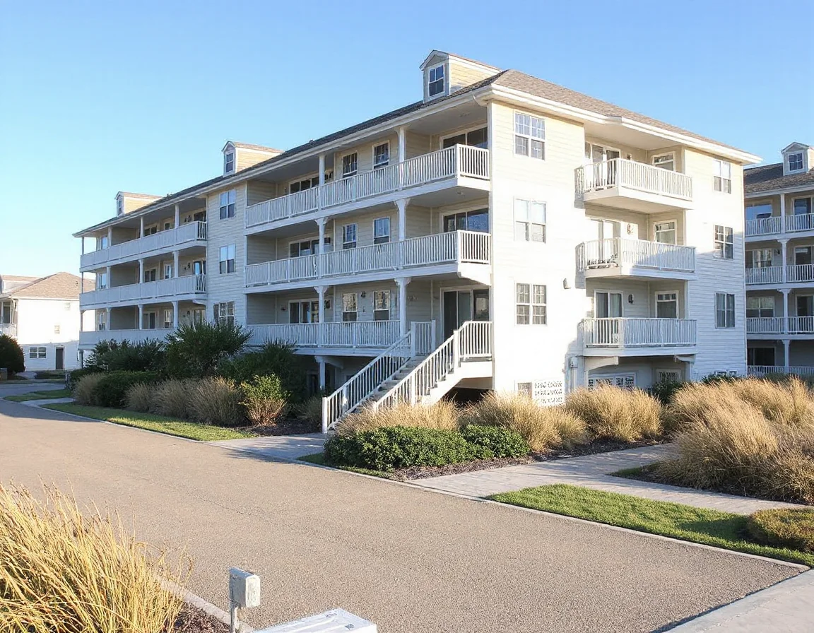 Coastal condominium exterior in Dewey Beach