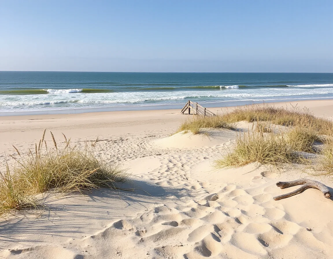 Dune-lined beach in Bethany Beach, Delaware