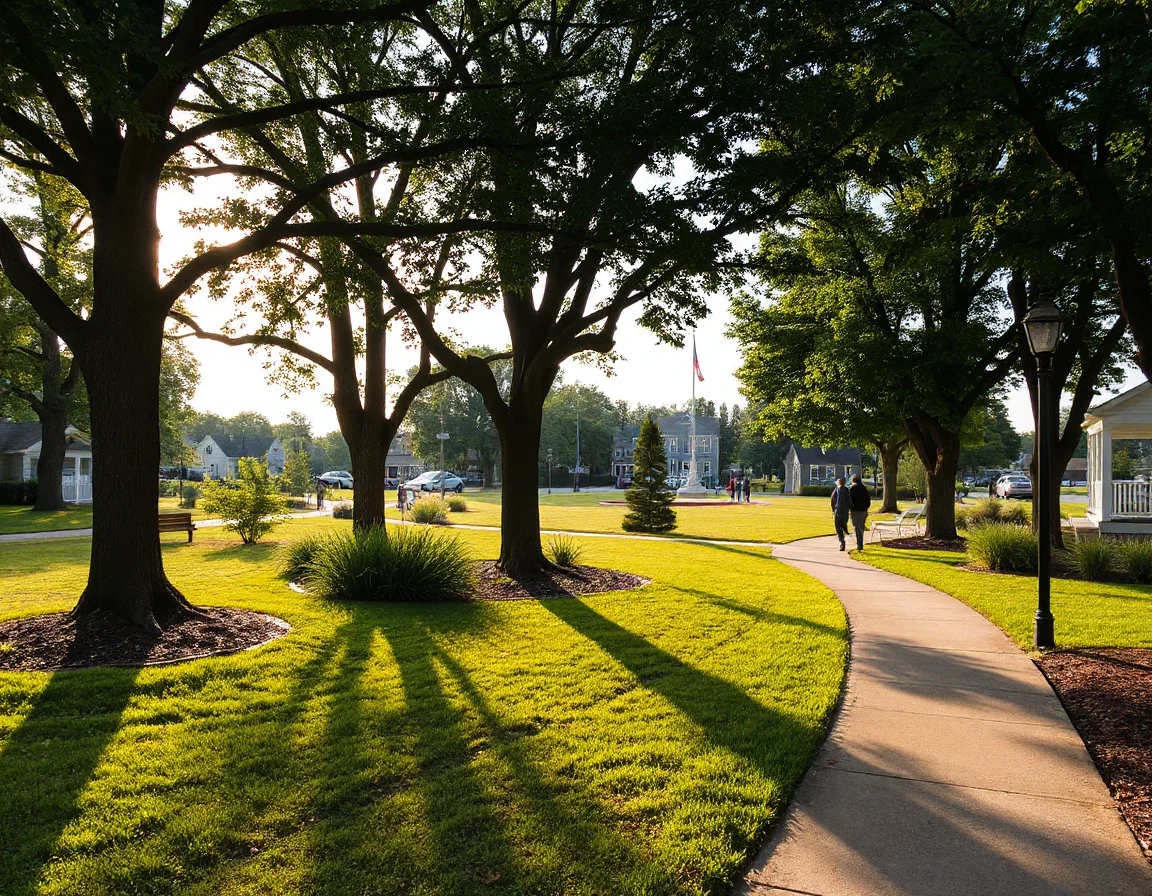 Green space and walking path in Ocean View, Delaware