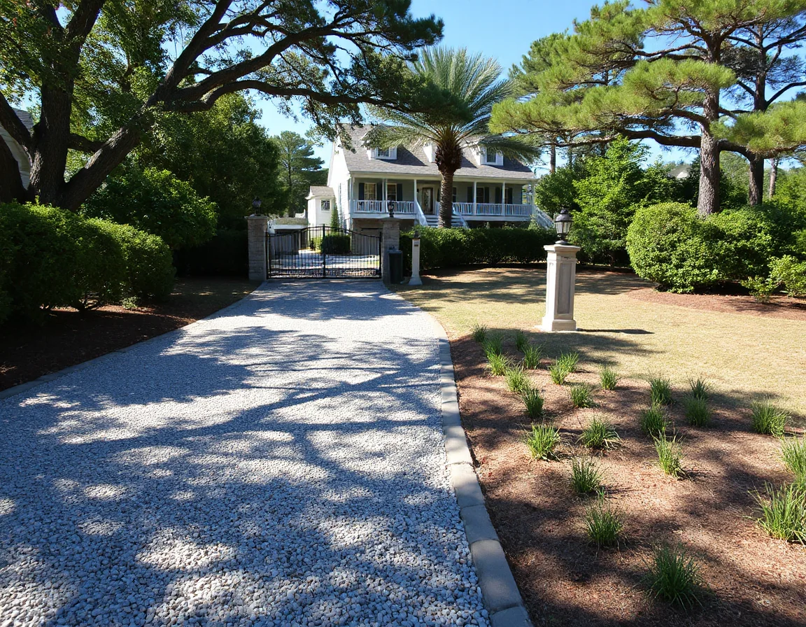 Driveway and drainage near a Bethany Beach coastal home