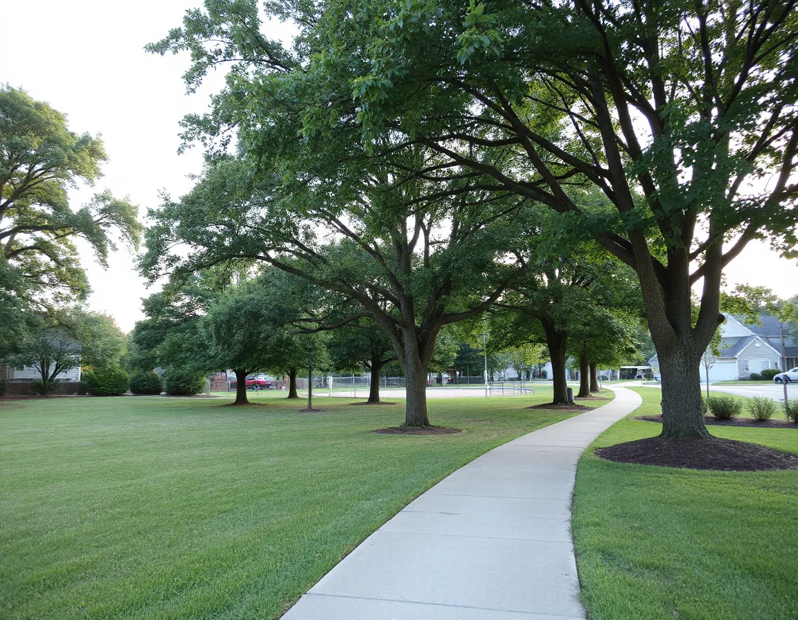 Landscaped park and walking path near Selbyville homes