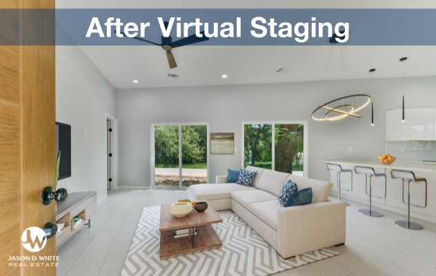 image of living room after virtual staging in Austin