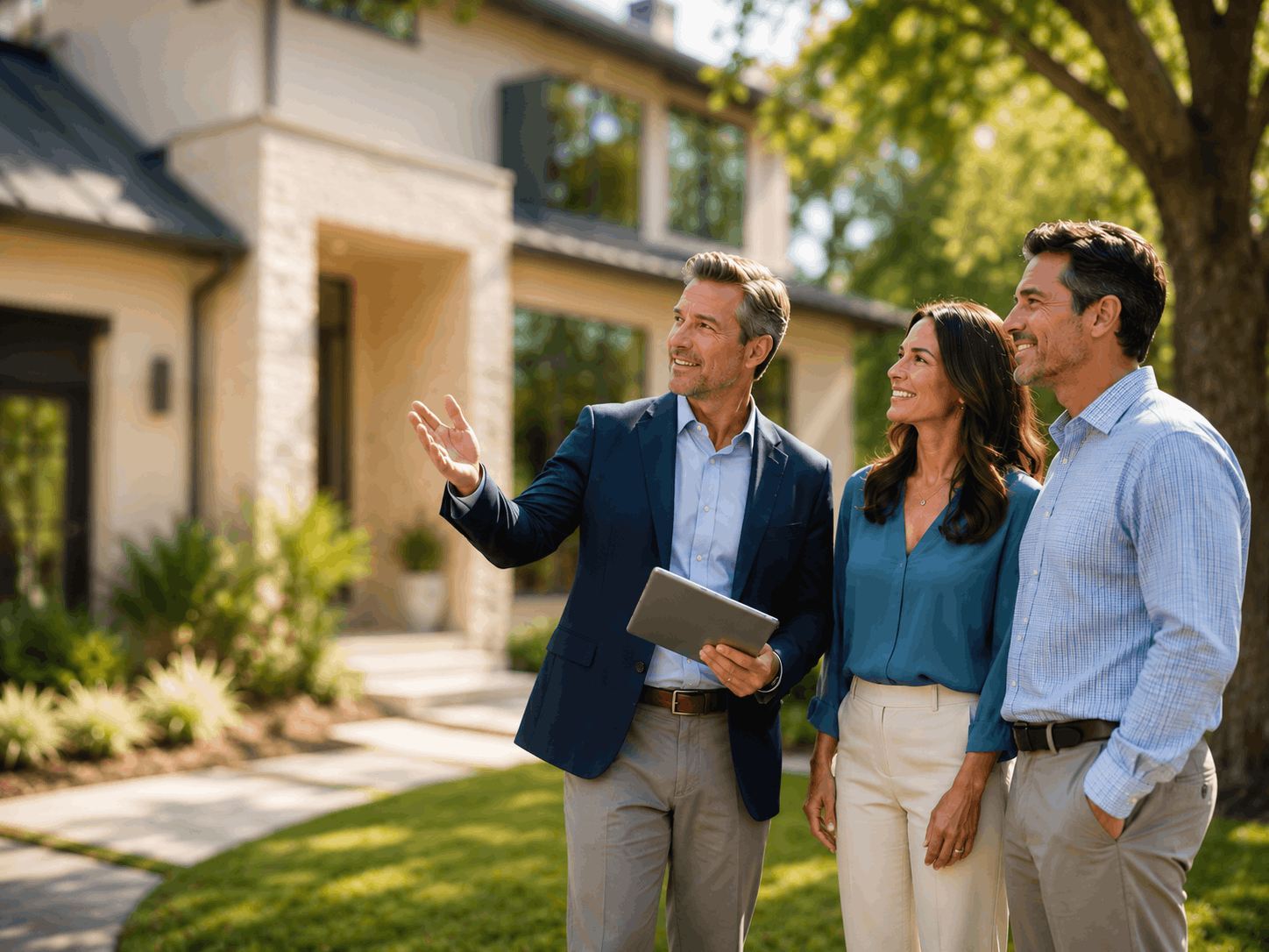 Austin flat fee buyer agent showing an upscale home to prospective buyers