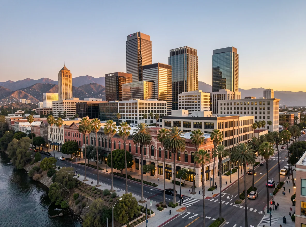 Los Angeles skyline at sunset