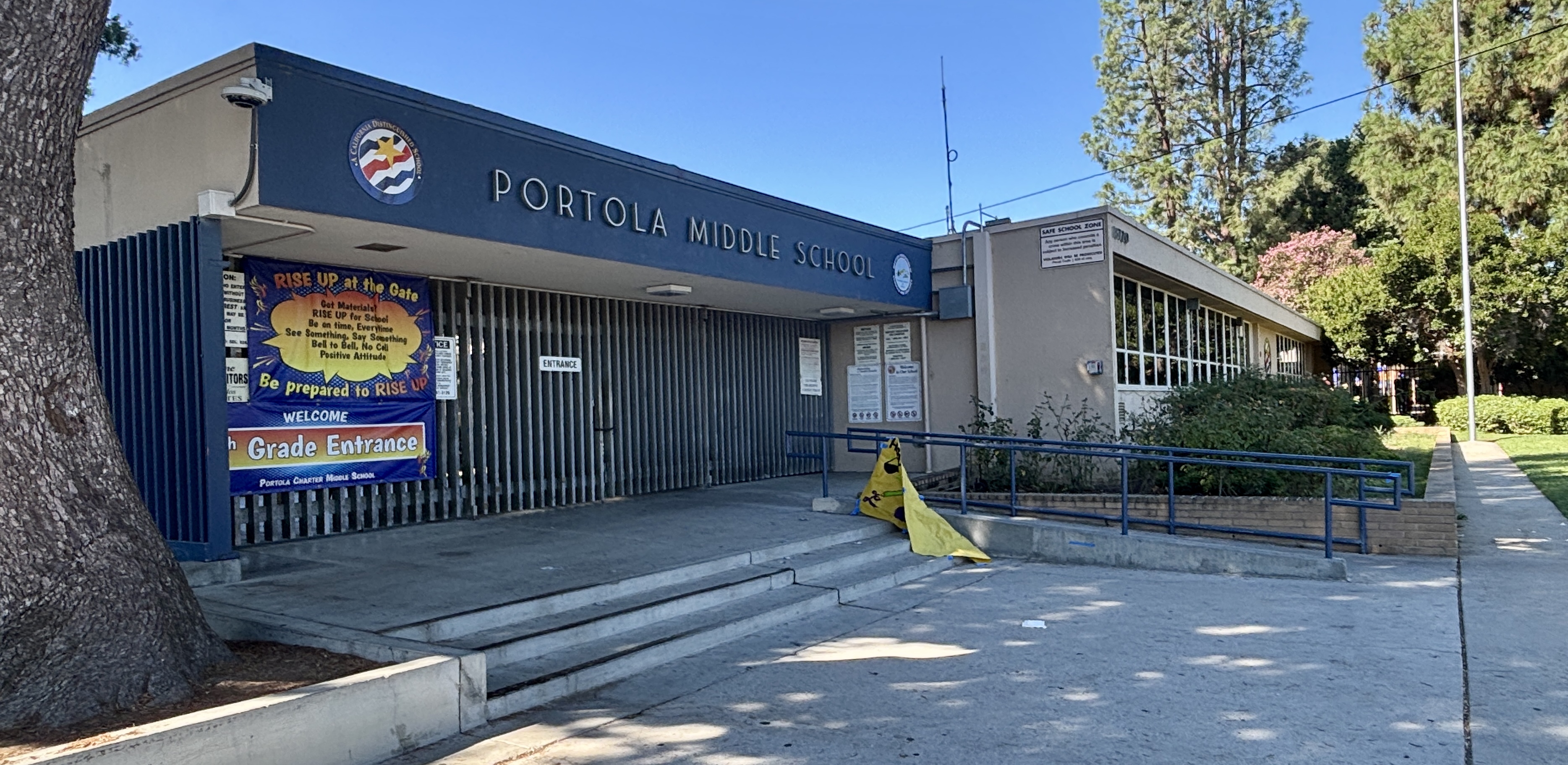 Local schools are part of what makes Tarzana feel like a rooted, residential Valley neighborhood. Portola Middle School entrance in Tarzana.