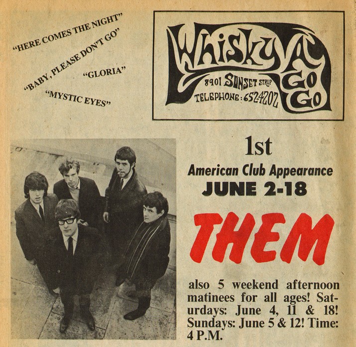 Vintage Whisky a Go Go advertisement for a 1966 club appearance on the Sunset Strip.