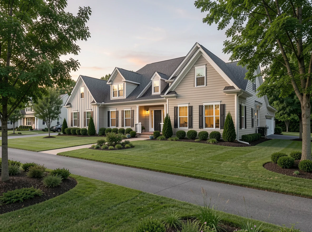 Tree-lined neighborhood street in Huntersville, North Carolina
