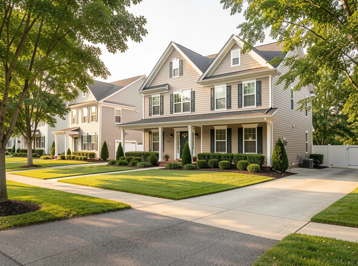 Suburban homescape in Harrisburg, North Carolina