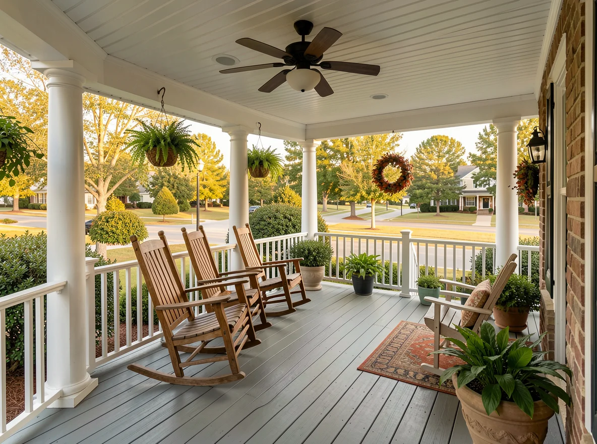 Front porch in a Waxhaw neighborhood
