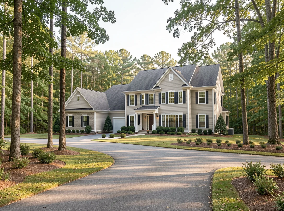Tree-lined residential setting in Weddington, North Carolina