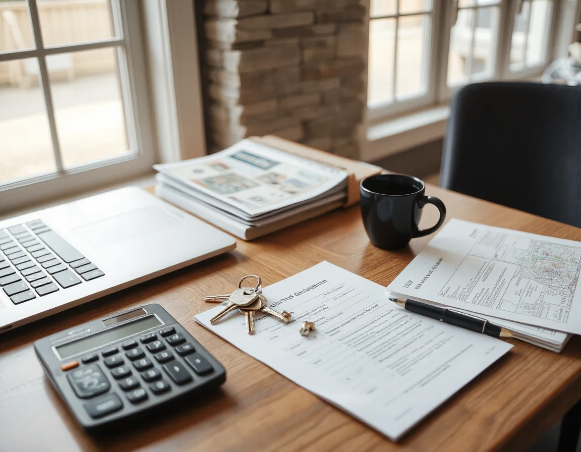 Organized desk for planning a first home purchase