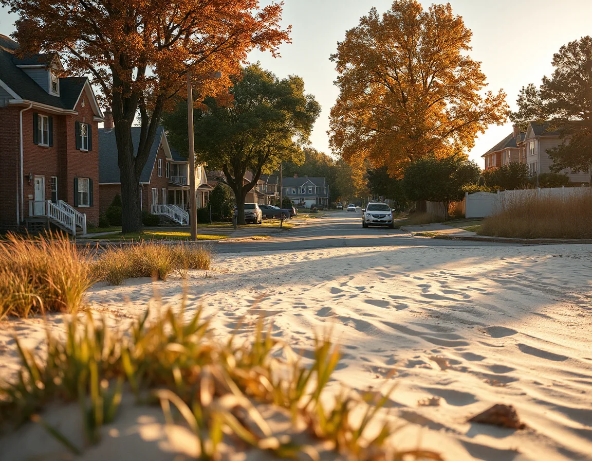Homes on a tree-lined autumn street