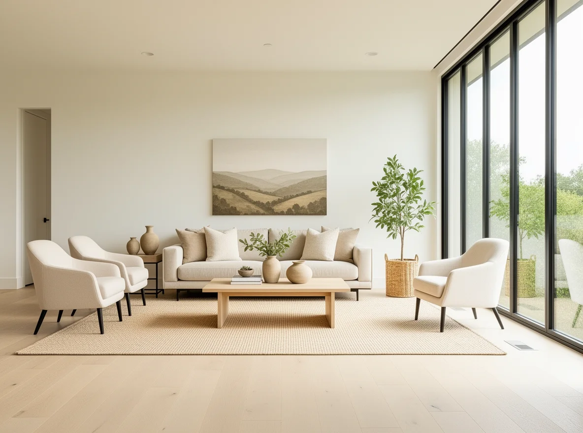 Sunlit modern living room interior in an Austin home