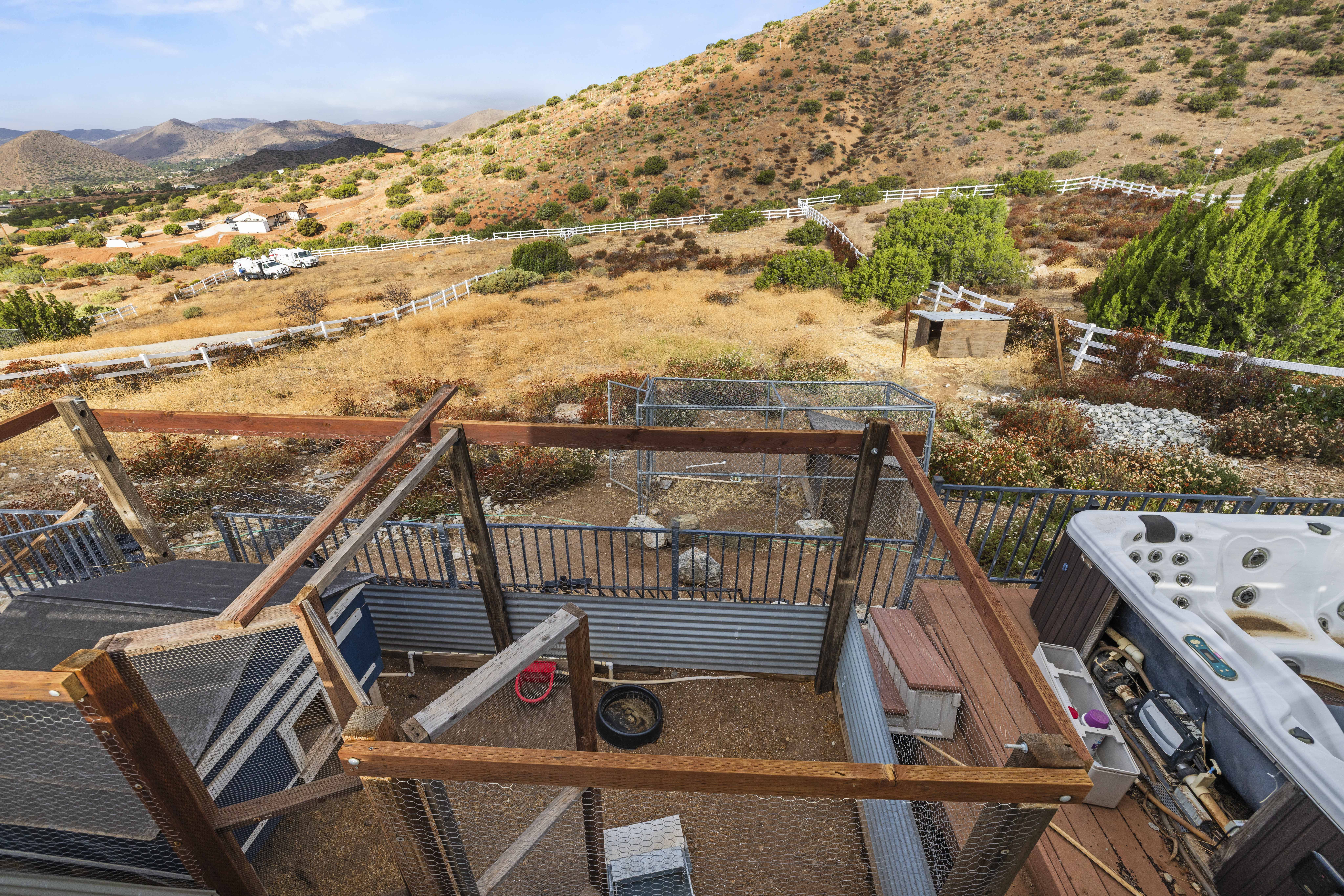 Chicken coop at 34665 Desert Rd, Acton CA, an A-2-2 Heavy Agricultural zoned property where chickens, livestock, and horses are all permitted. Listed at $1,075,000 by The Kathy Watterson Team at RE/MAX of Santa Clarita.