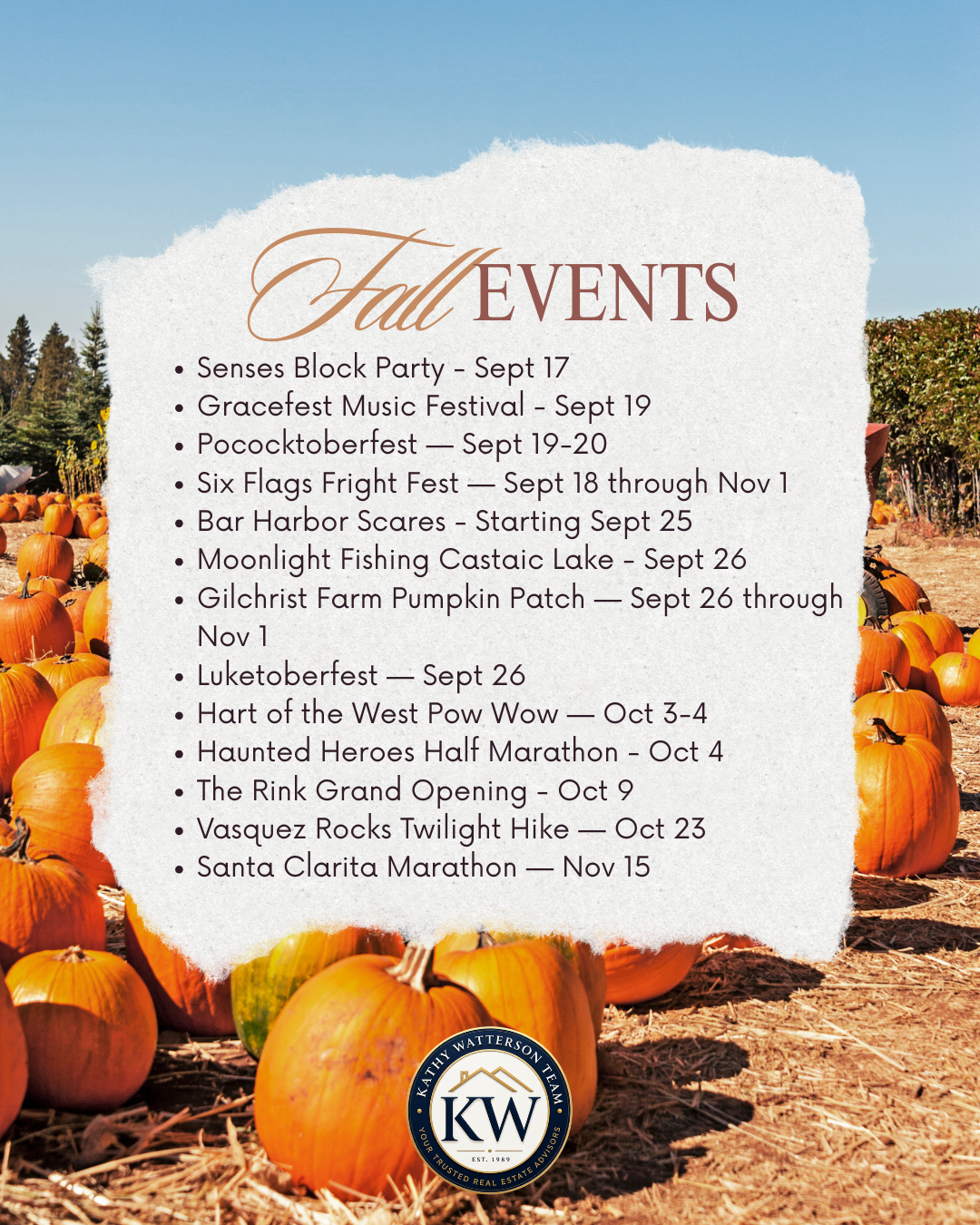 fall event list, Santa Clarita events, santa clarita