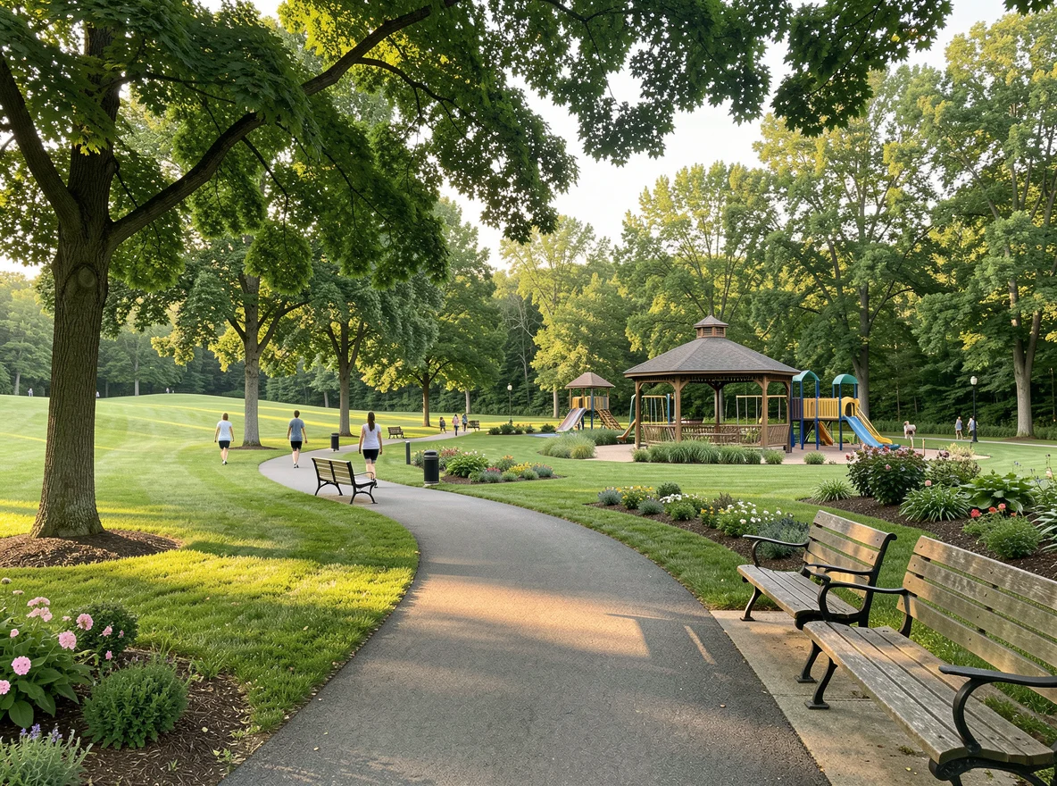 Scenic Chester County park trail with open green space