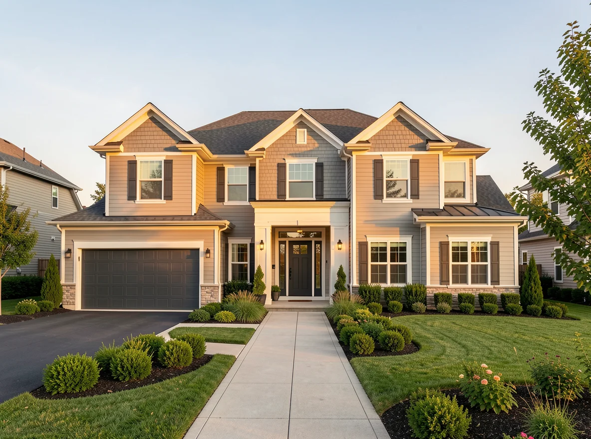 Modern front exterior of an upscale home