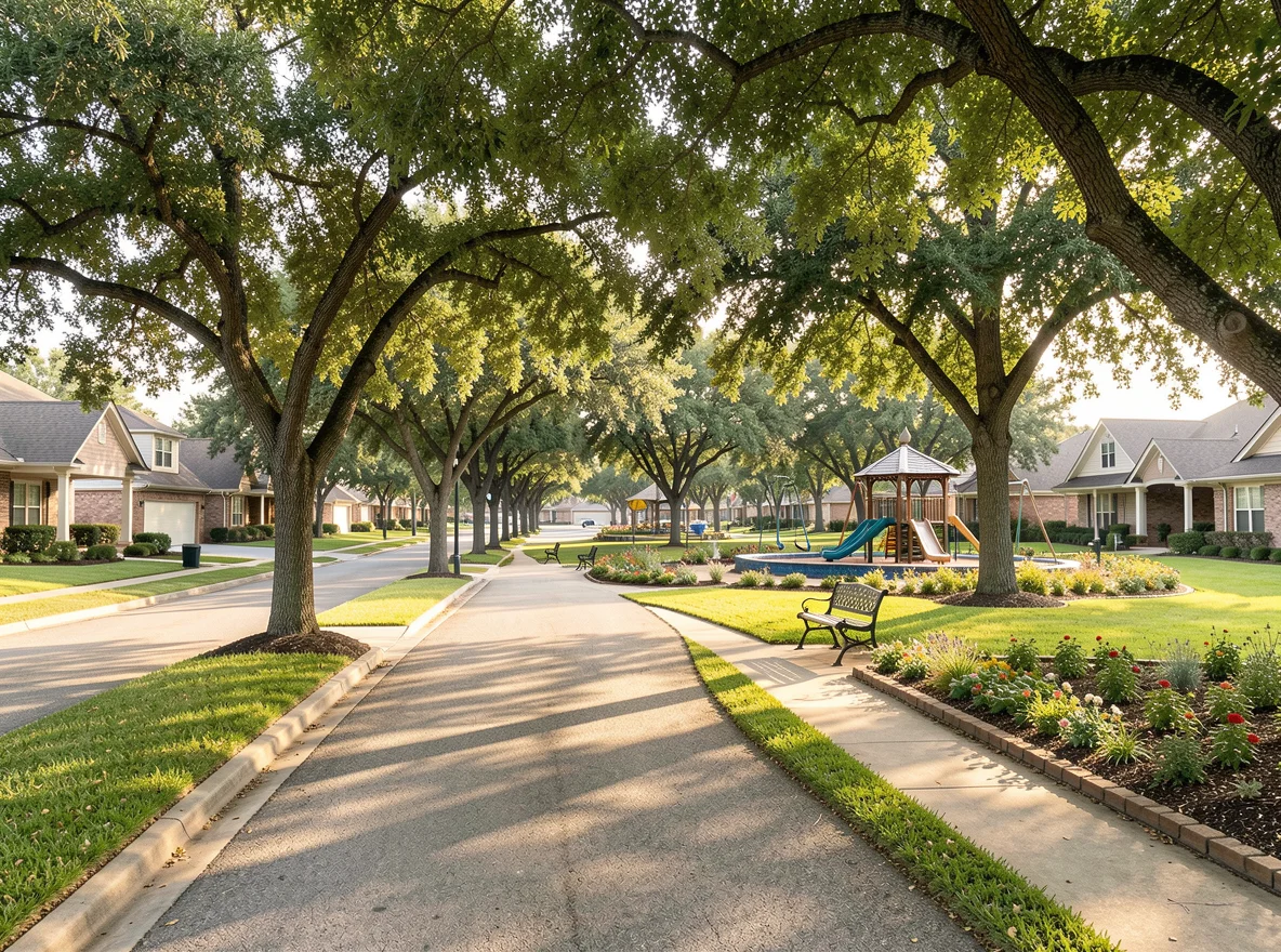 Tree-lined residential street in Cedar Park