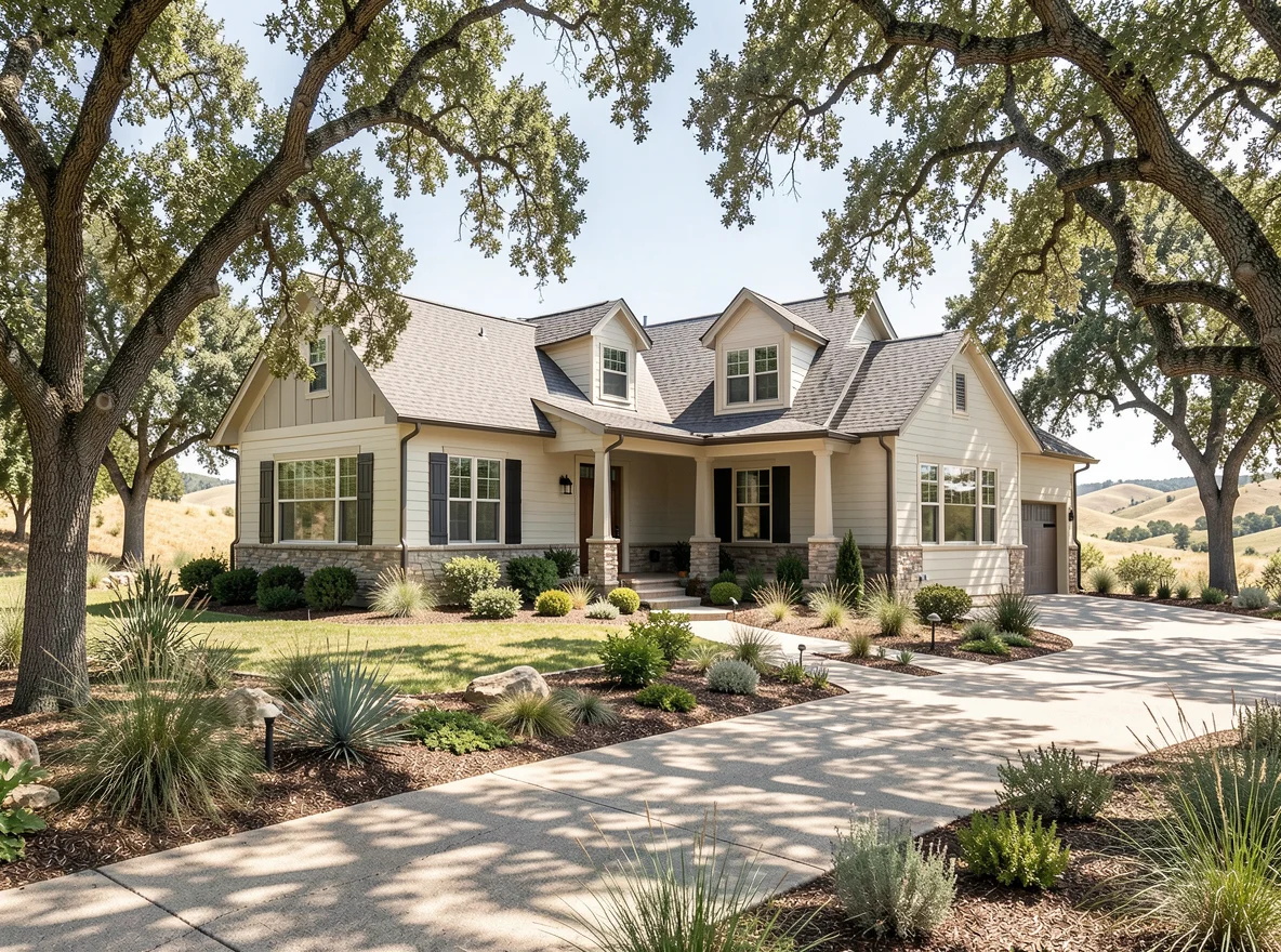 Residential street and homes in Dripping Springs