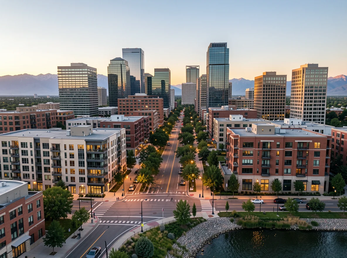 Downtown Denver skyline and neighborhood scene