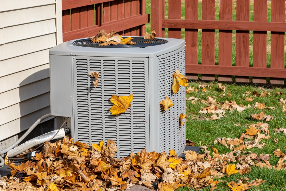 HVAC machine in the backyard