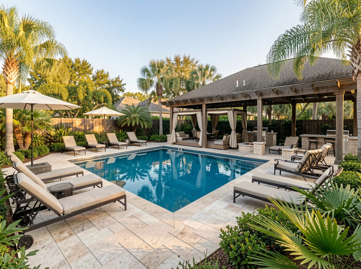 Luxury pool and patio in Parkland