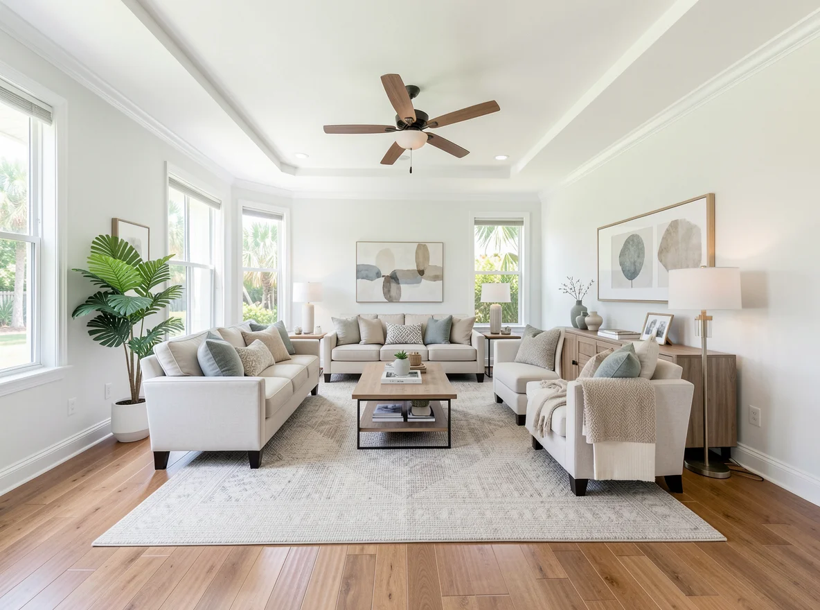 Cool and comfortable staged South Florida interior