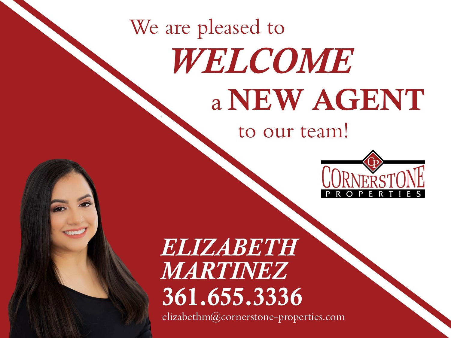 WELCOME ELIZABETH TO THE CORNERSTONE TEAM!