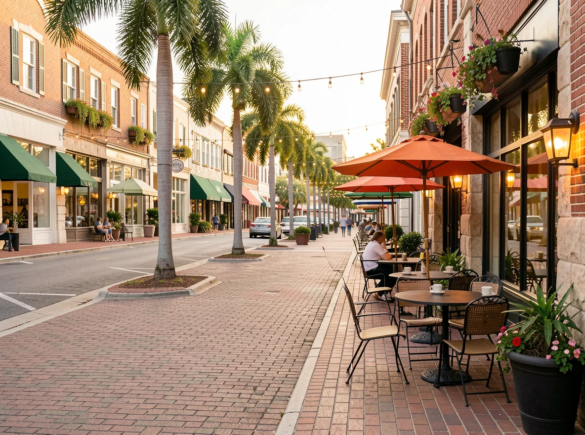 Downtown streetscape in New Port Richey, Florida