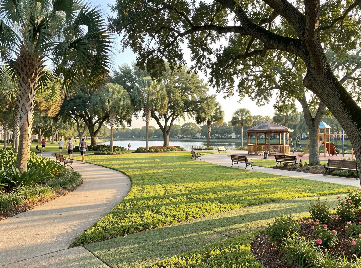 East Lake park and green space with walking path