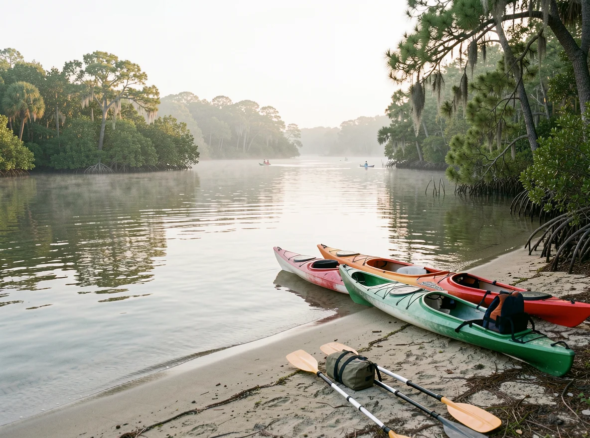 Kayaking near Palm Harbor coastal waters and mangrove shoreline